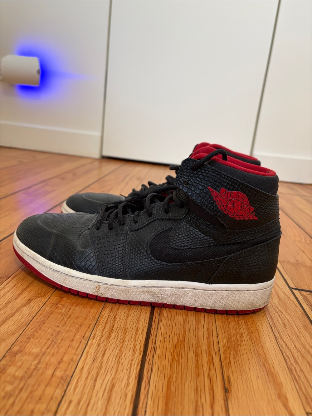 Jordan Black and Red High-Top Sneakers